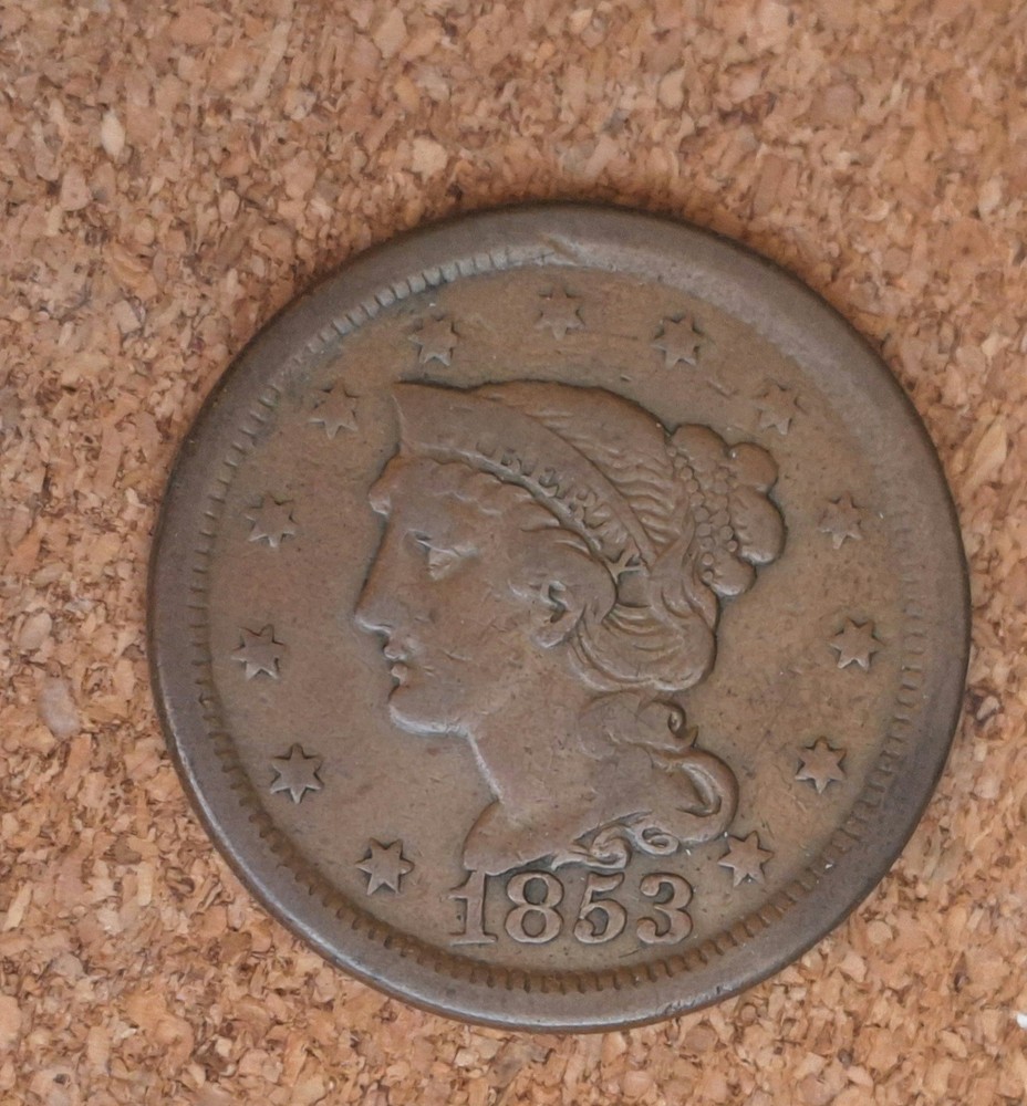 1853 Large One Cent - VF - Nice Original Look