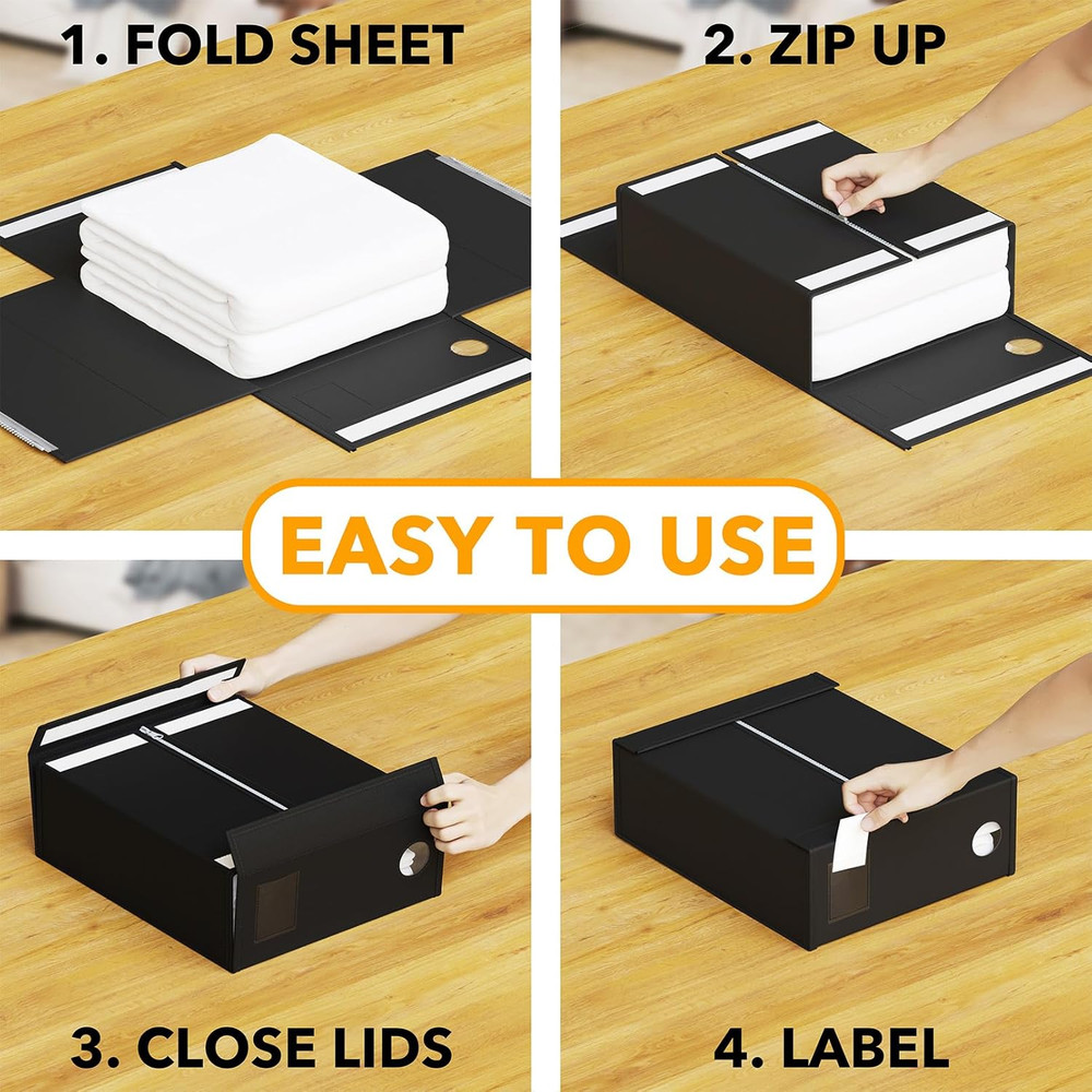 Spaceaid 6 Pack Bed Sheet Organizer and Storage, Foldable Sheet Organizer with W