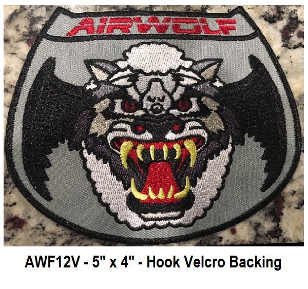 AIRWOLF HELICOPTER PILOT HOOK BACK PATCH - SCREEN VERSION - AWF12V