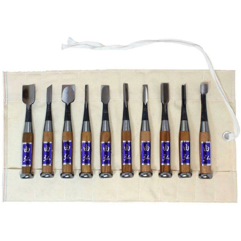 Yoita Wood Carving Tools Set 10pc Woodworking Gouges & Chisels Kit