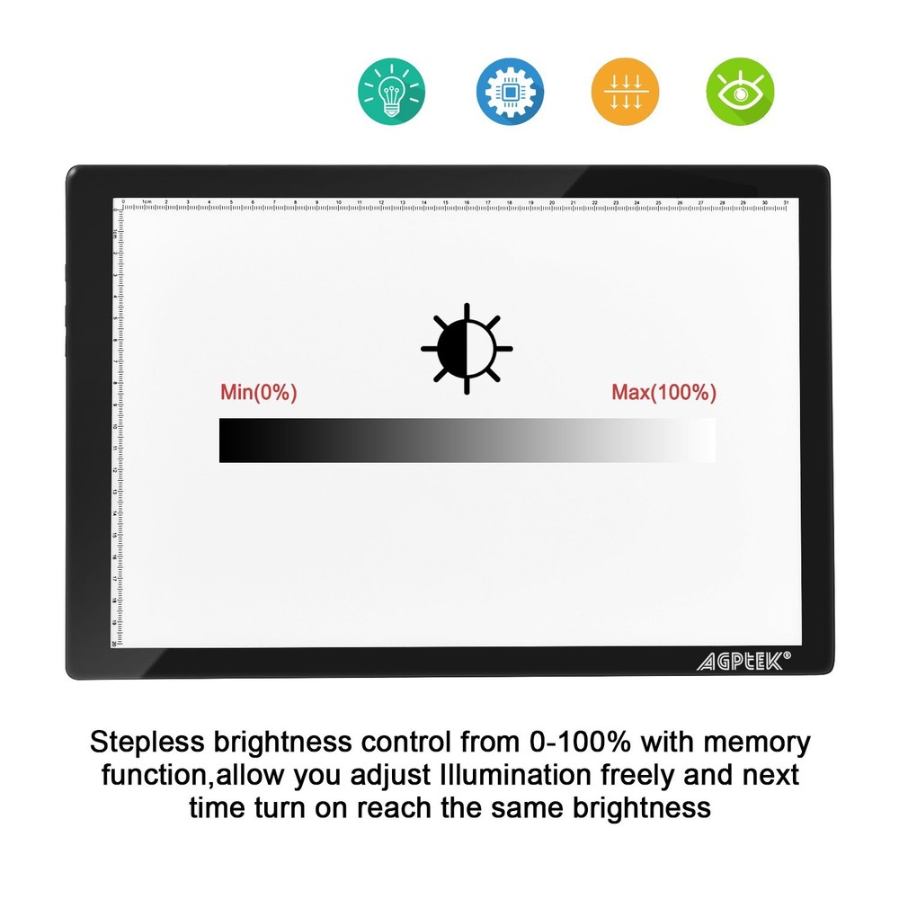 Light Box,Magnetic A4 Pad Magnetic Pad(buttons control), Black