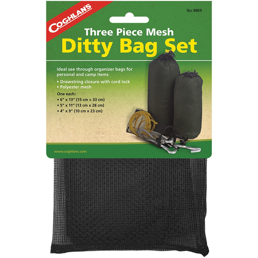 Coghlan's Three Piece Mesh Ditty Bag Set, Drawstring Closure with Cord-Lock