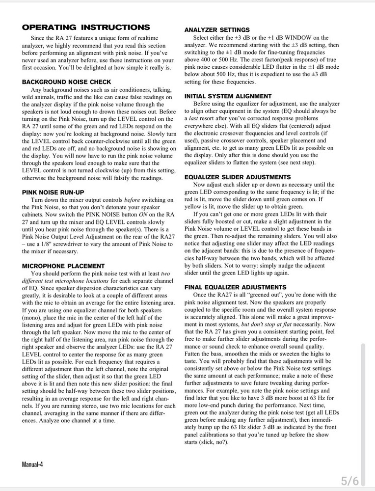 Rane RA 27 Realtime Spectrum Analyzer