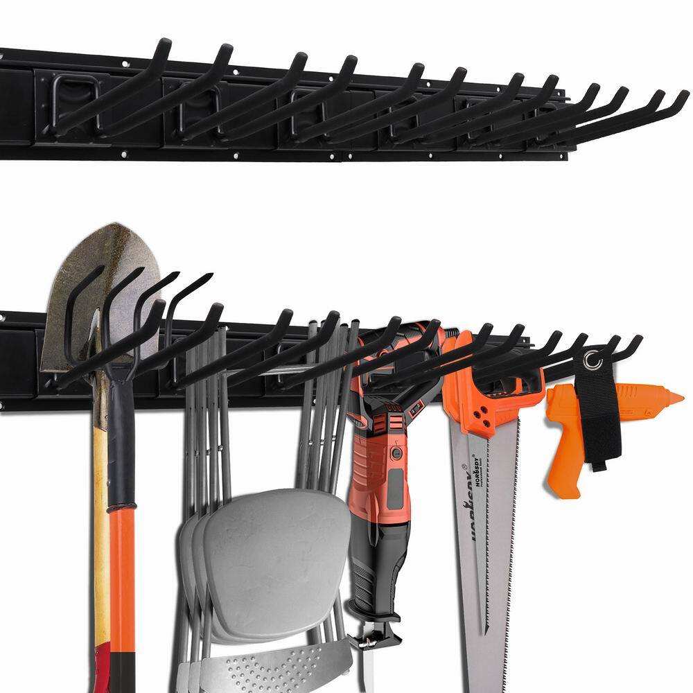 Garage Tool Organization 9pc Double Hooks Holder 64" Utility Rack Wall Mount