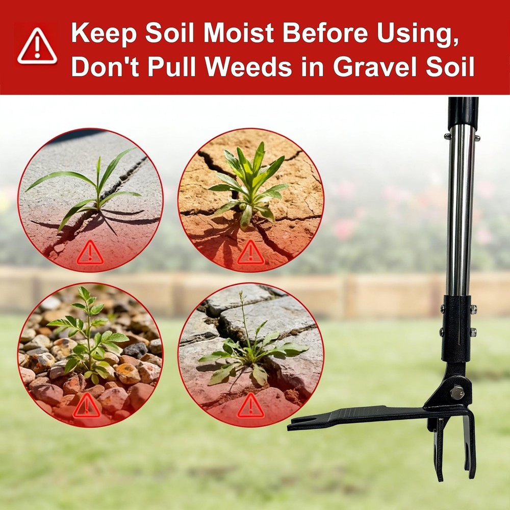 Weed Puller Tool Stand Up Hand Weeder with Adjustable 4 CLAWS, Black