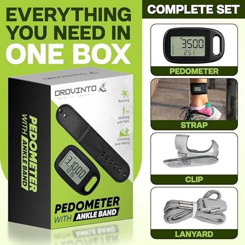Ankle Pedometer Step Counter for Walking - Distance Counter - Activity Tracker