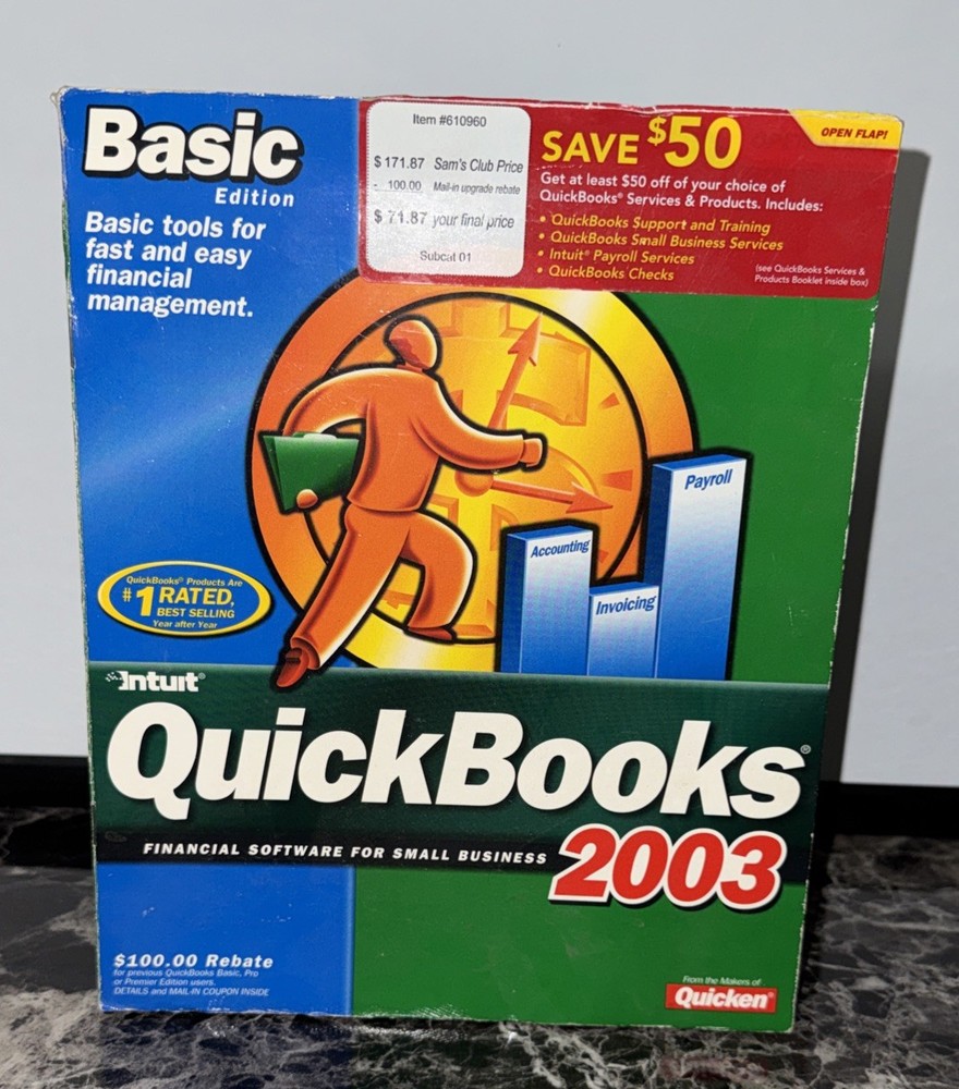 Intuit QuickBooks Basic Edition 2003 - Includes Box, Book, Disc, & Code