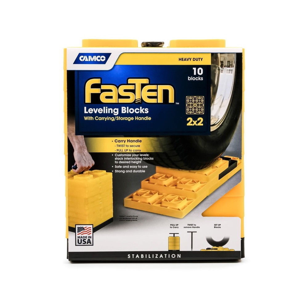 FasTen RV Leveling Blocks Stack Interlocking Design Carrying Handle 10 Pack Hot