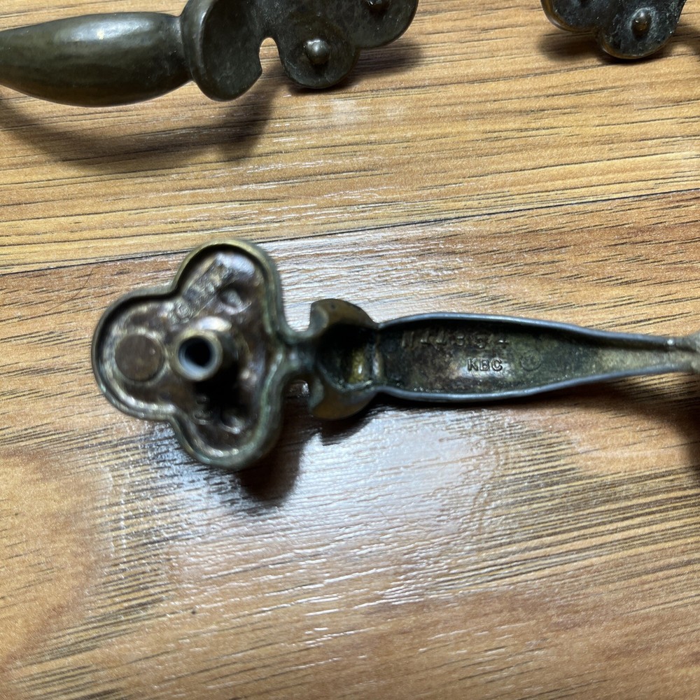 Vintage (11) KBC Hammered Brass Cabinet Drawer Pull Handle KBC