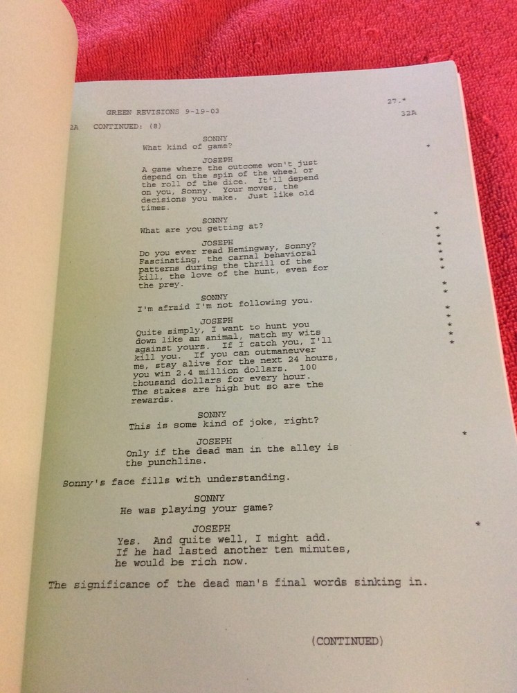 ORIGINAL SCRIPT DEEP ATTACK BET YOUR LIFE SEAN CARRIGAN BILLY ZANE