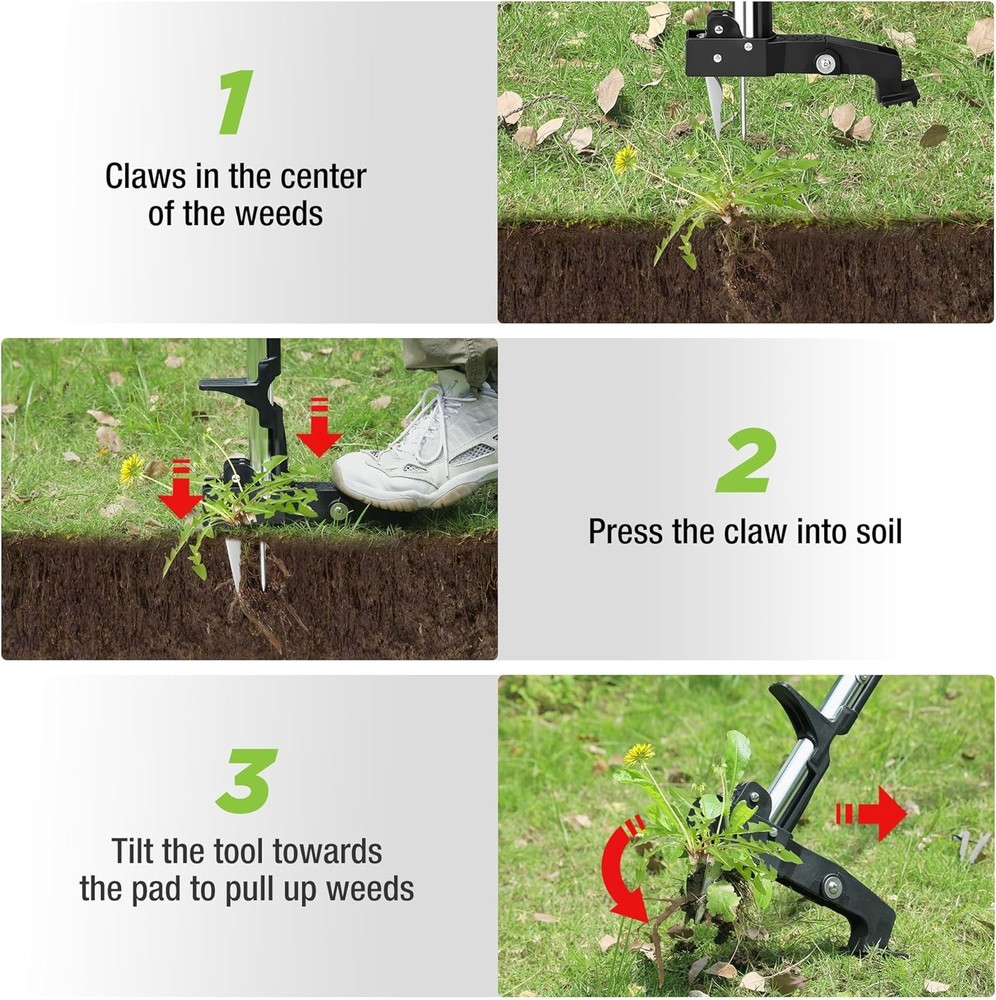 39"L Stand Up Weed Puller Tool, Garden Dandelion Weeder Puller with Ergonomic