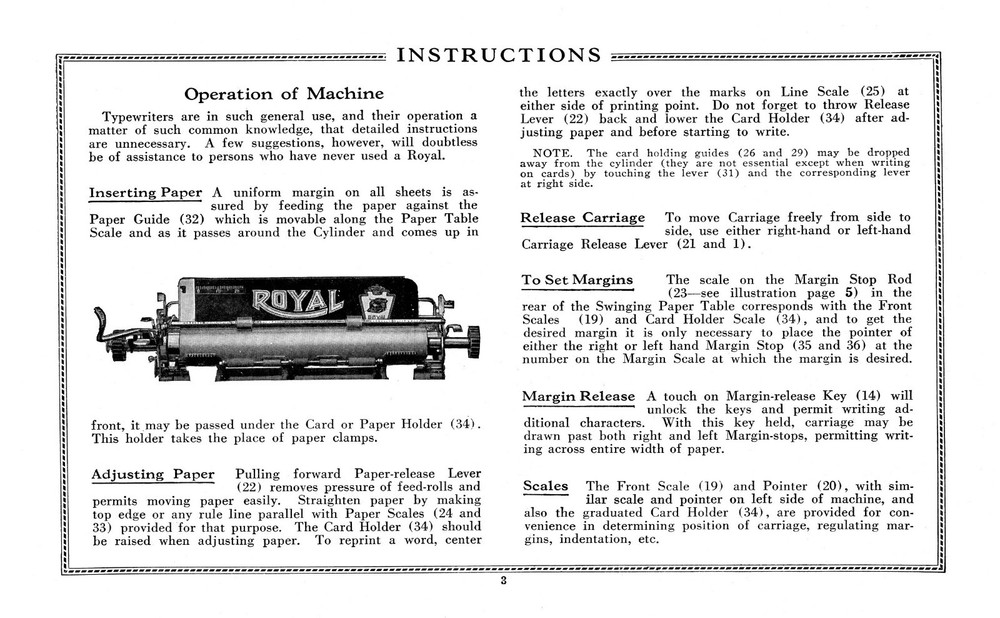 Royal typewriter Model 10 owners Manual 1920's (9pg)