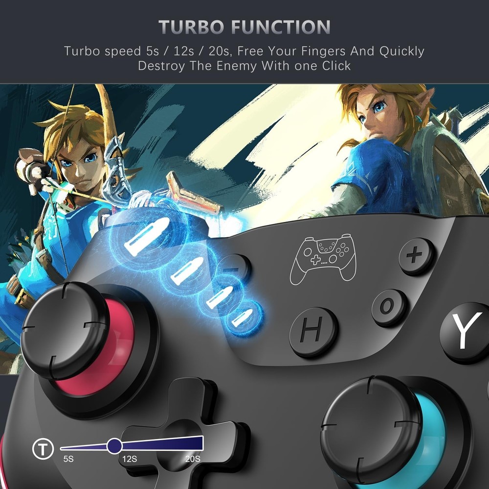 Switch Pro Controller with Turbo Function and Long Battery Life - Game in Style