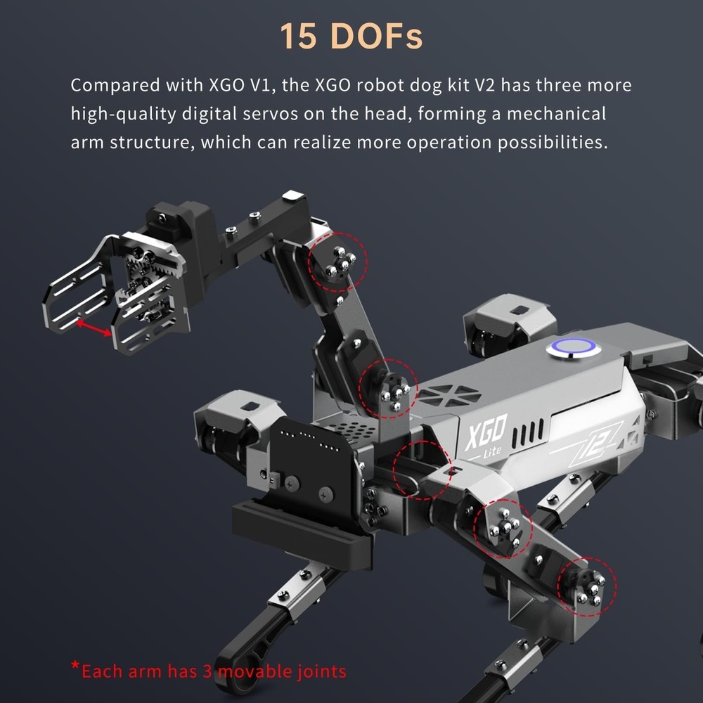 Elecfreaks microbit Robotic Dog Xgo V2, Programmable Full Metal Bionic Robot Kit