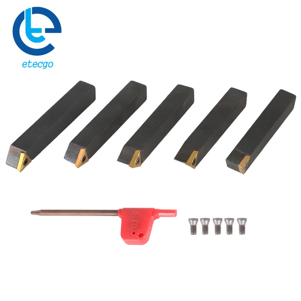 Carbide Indexable Turning Tool Bit With Carbide Inserts 5 PACK 3/8"