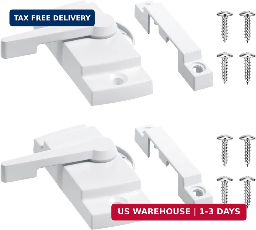 2 Pack Window Sash Locks Window Latches Replacement Cam Action White Window-Lock