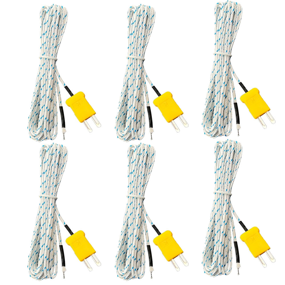 6PCS K Type Mini-Connector Thermocouple Temperature Probe Sensor 2M/6.6Ft Cable
