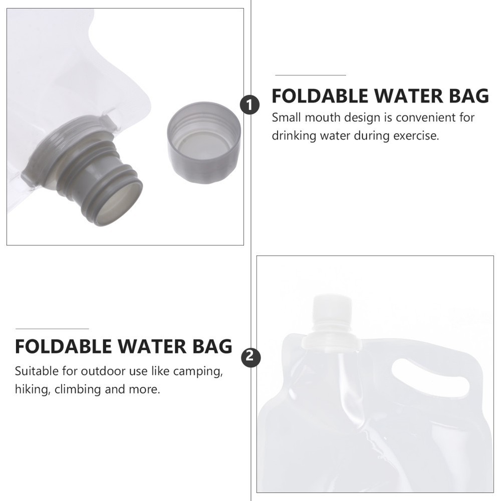 3pcs 2L Water Pouch Portable Foldable Water Bag Container Jug
