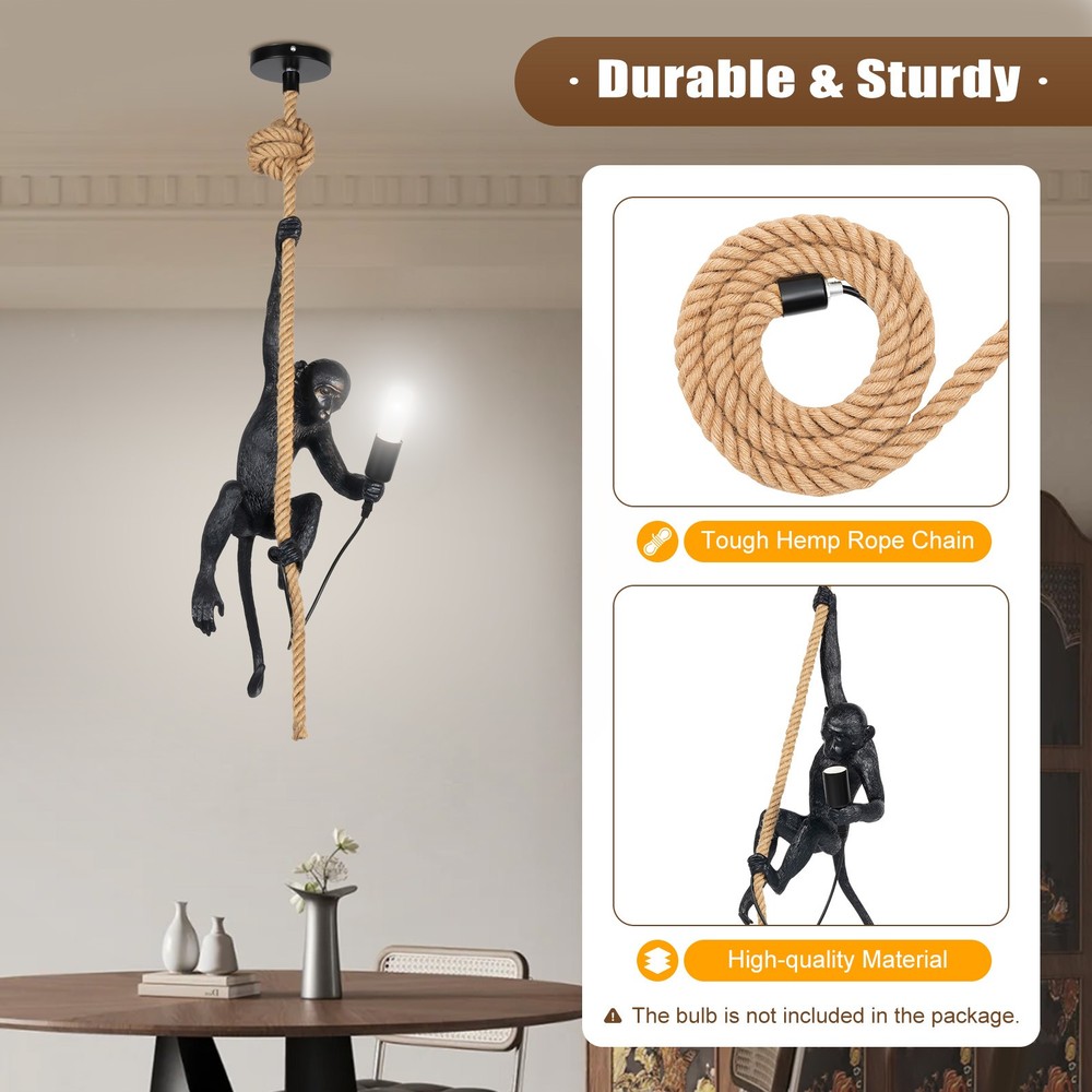 Vintage Monkey Hanging Ceiling Lamp Eco-friendly Resin Pendant Light Creative US