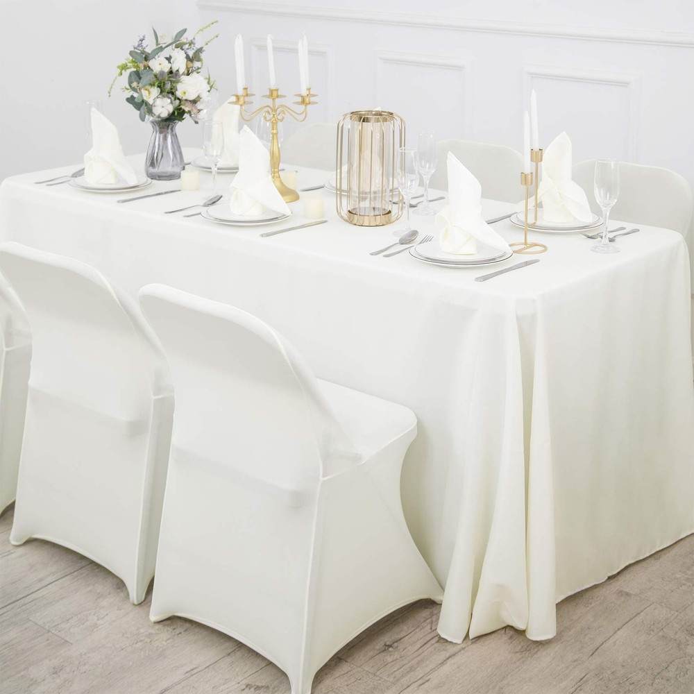 Ascoza 2pack 60x120 Inch Ivory Rectangular Tablecloth 6 Feet Table Cloth in P...
