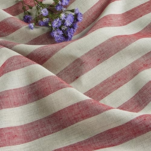 Linen Tablecloth 60 x 108 Inch - 108" x 60" (Rectangular) Red & Natural