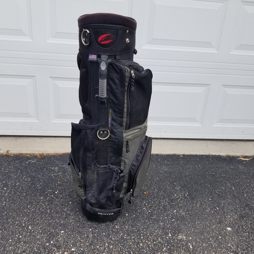 HUNTER GOLF 4-WAY DIVIDER GOLF STAND BAG, BLACK/GRAY