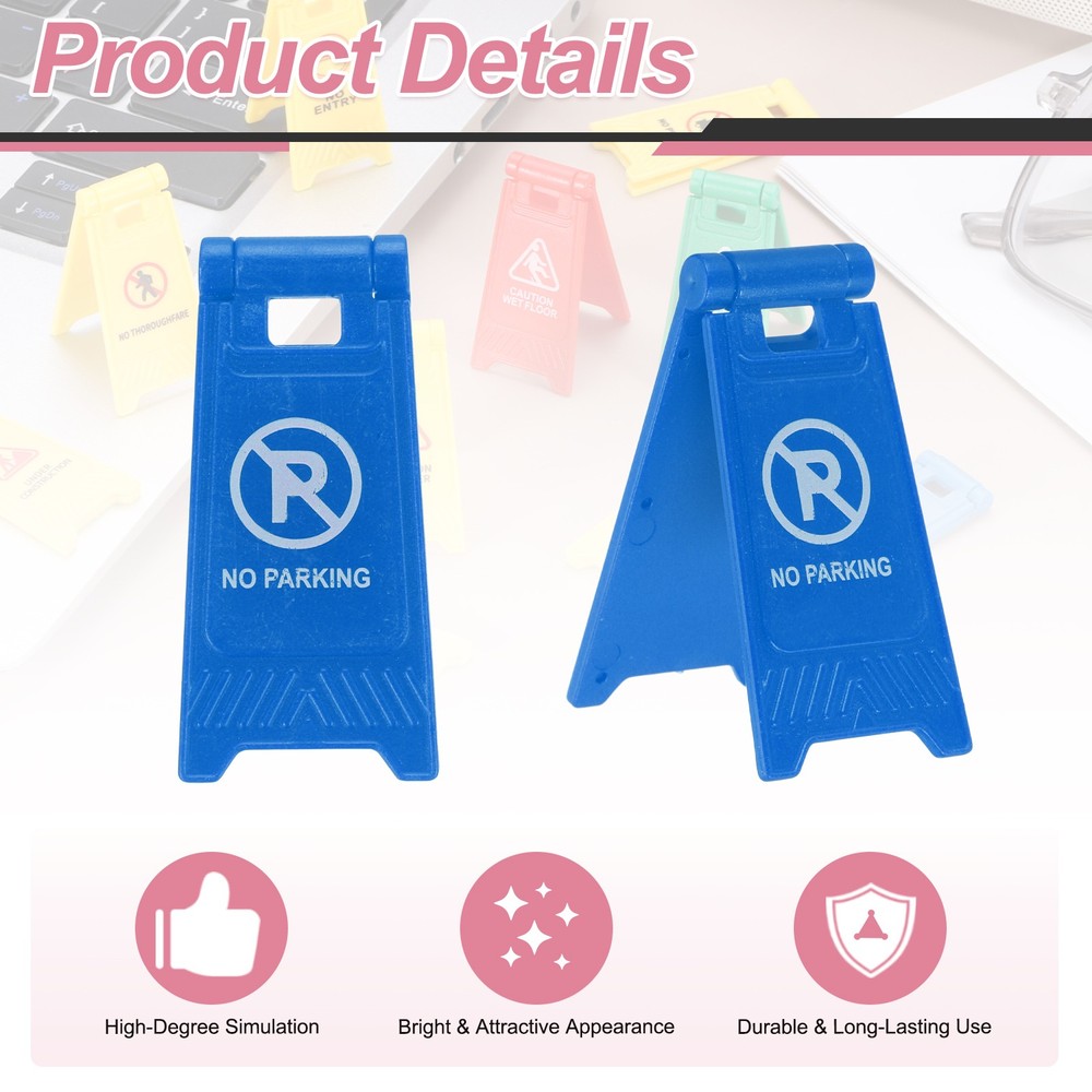 Miniature Warning Sign, Warning Signs (Blue, 8pcs)