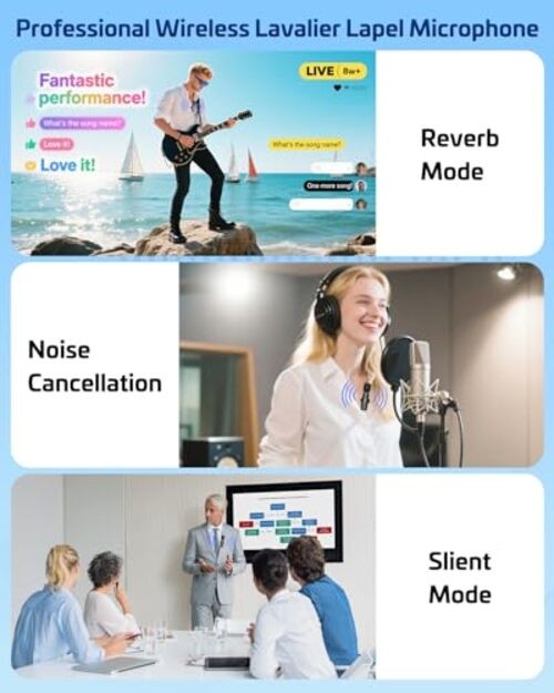 Wireless Lavalier Microphone for iPhone & Android - Mini Clip-On Mic with Pink