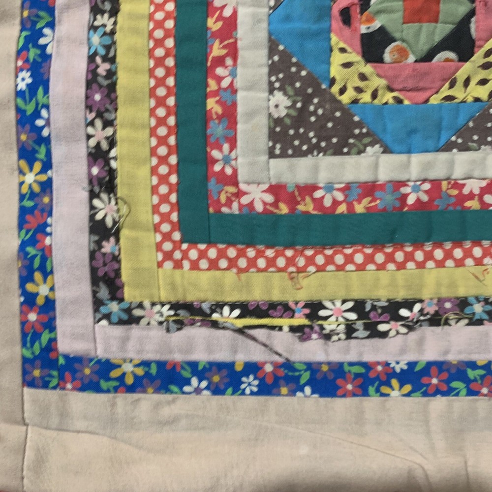 Vintage Log Cabin Patchwork Small Cotton Accent Pillowcase
