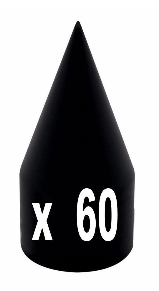 BLACK 33mm Thread-on Spike Lug Nut Covers 4-1/8" Height (60 PCS)