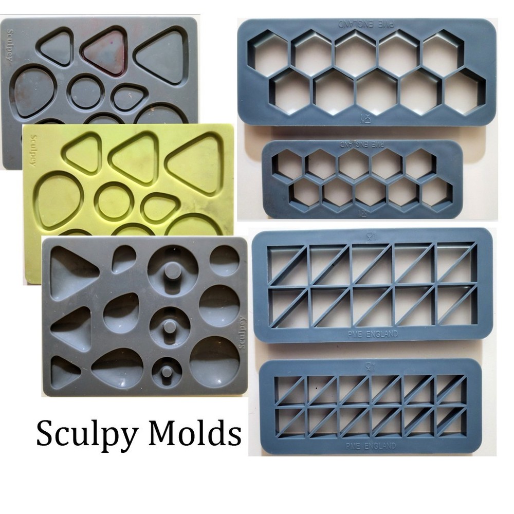 Sculpy Polymer Clay tools Hexigon Triangle Cabochon frame molds
