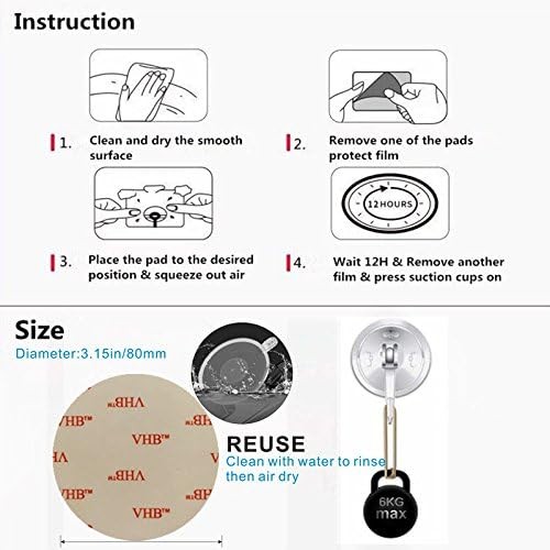 Suction Cup Double Sided Adhesive Pad 8PACK Mount Disk Hook Transparent