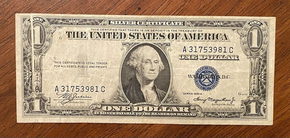 1935A $1 Silver Certificate Gutter Fold Error