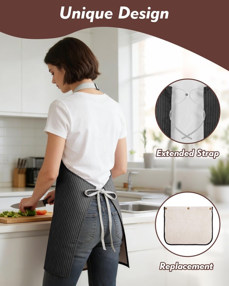 Aprons for With Pockets,Adjustable Kitchen Apron with 2 Interchangeable Towel...