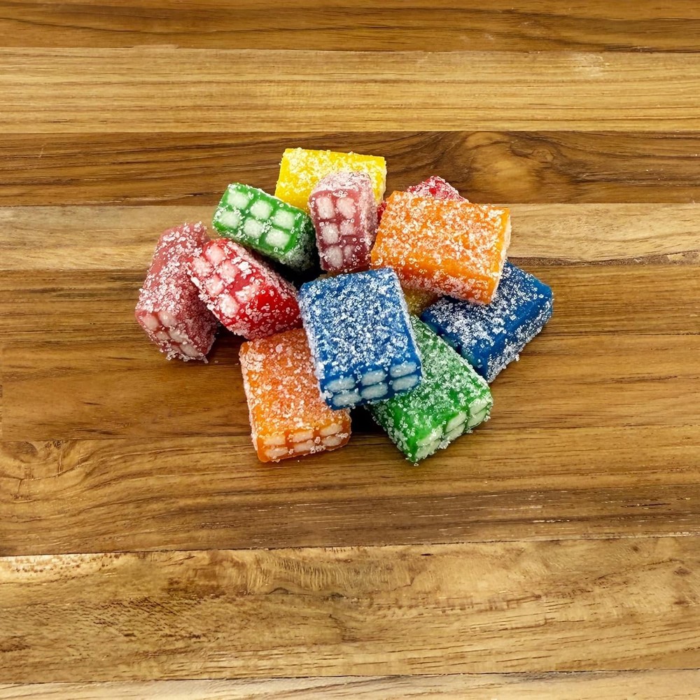 FirstChoiceCandy Sour Rainbow Brick Shaped Gummy Candy, Small Bite Size