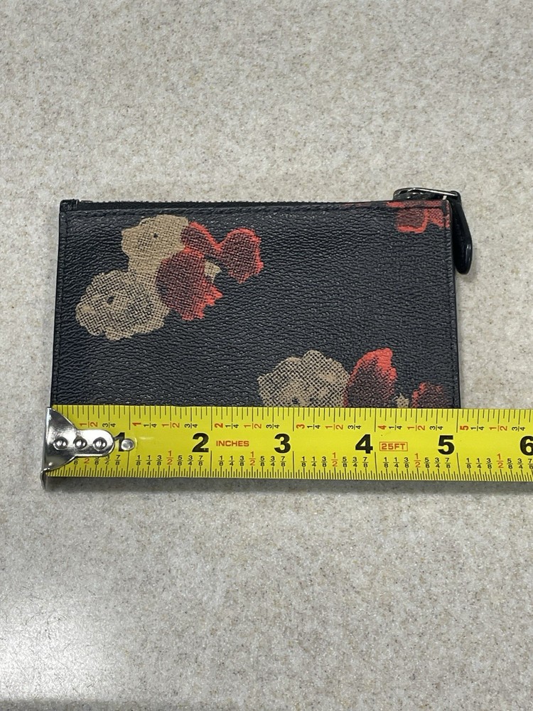 Coach Halftone Floral Wristlet Black Red Tan Multicolor