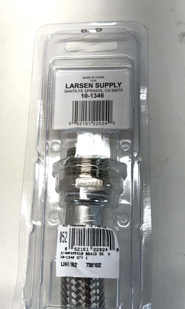 LASCO 10-1346 Braided Stainless Steel 3/4" FIP x 3/4" MIP 18" Long Connector