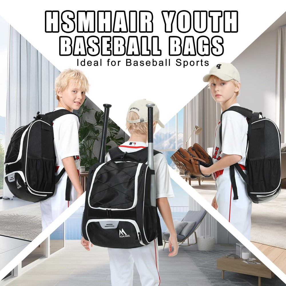 Baseball Bag - Baseball Backpack Holder for Baseball, Large Main Compartment,...