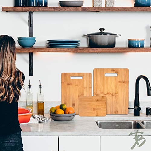 3-Piece Bamboo Cutting Board Set, 3 Assorted Sizes Solid 3 Piece Set