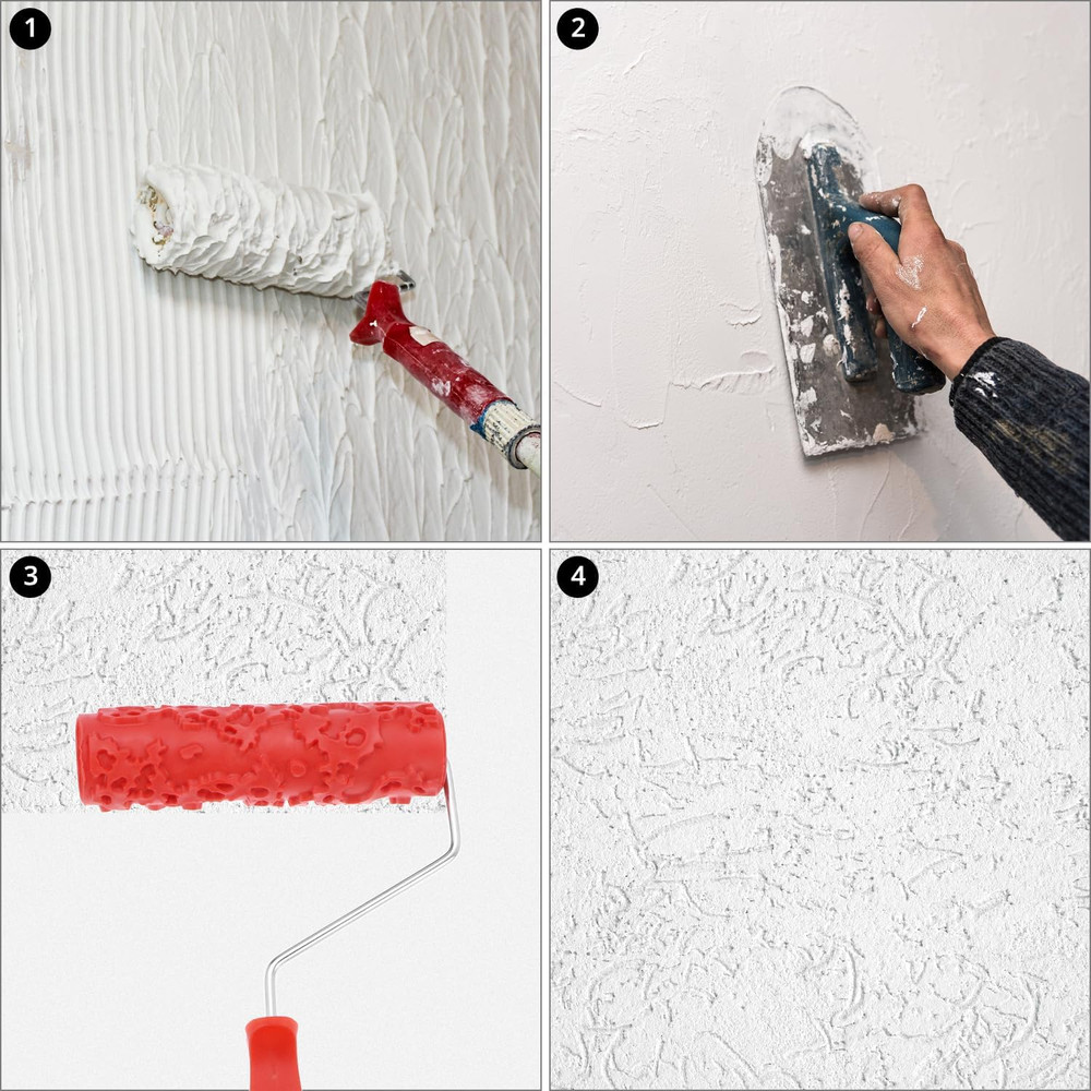 QWORK 7'' Texture Roller Pattern Paint Roller for Wall Decoration with Thick Slu