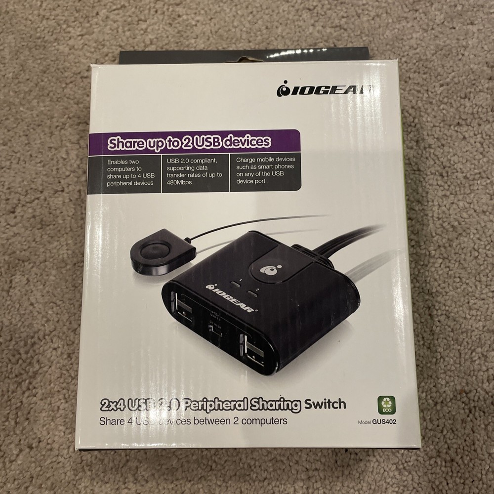 IOGEAR Peripheral Sharing Switch GUS402 2x4 USB 2.0