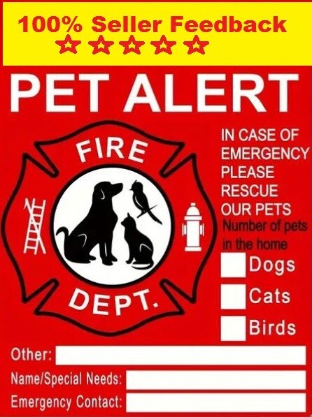 Fire Pet Alert Rescue Sticker - 4 pack