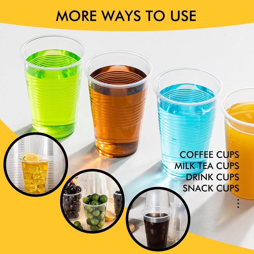 500 Pack 9 oz Plastic Cups, Clear Disposable Plastic Cups Bulk, Cold Drinking...