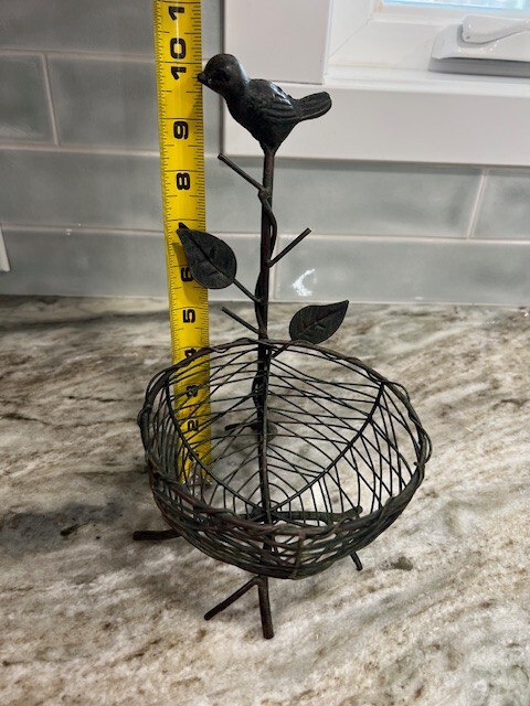 Bird Nest Basket Wire Art Rustic 10"