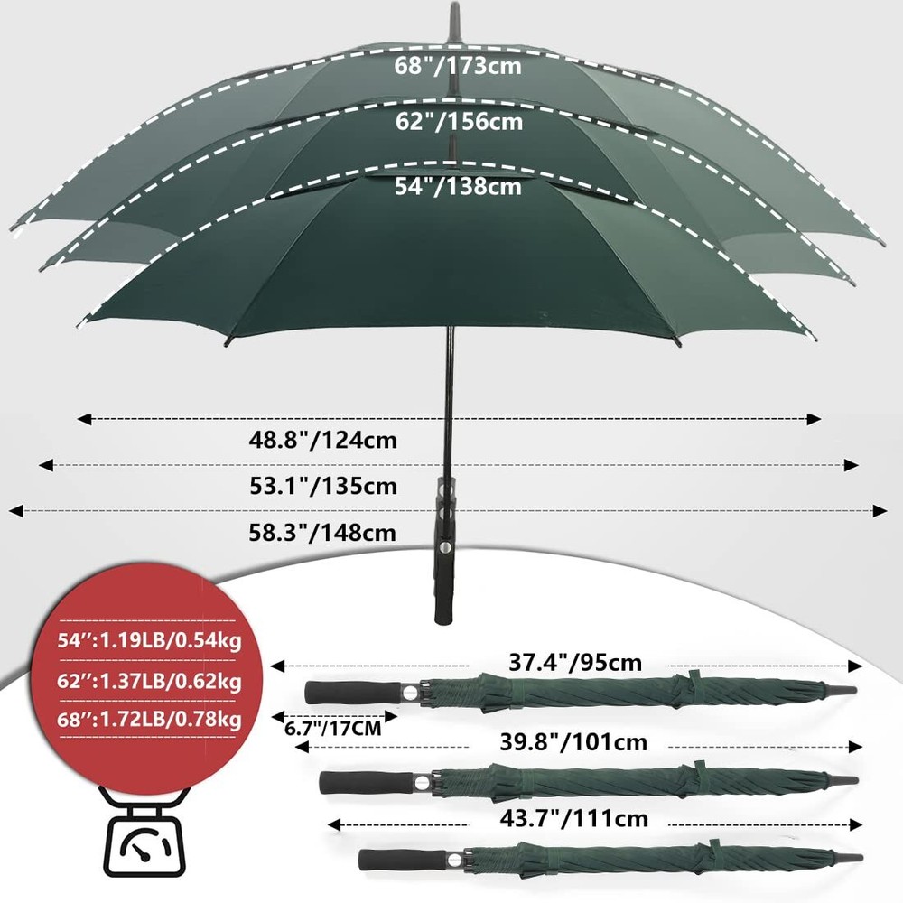 Golf Umbrella 62 Inch Large Windproof Umbrellas Automatic Open Oversize