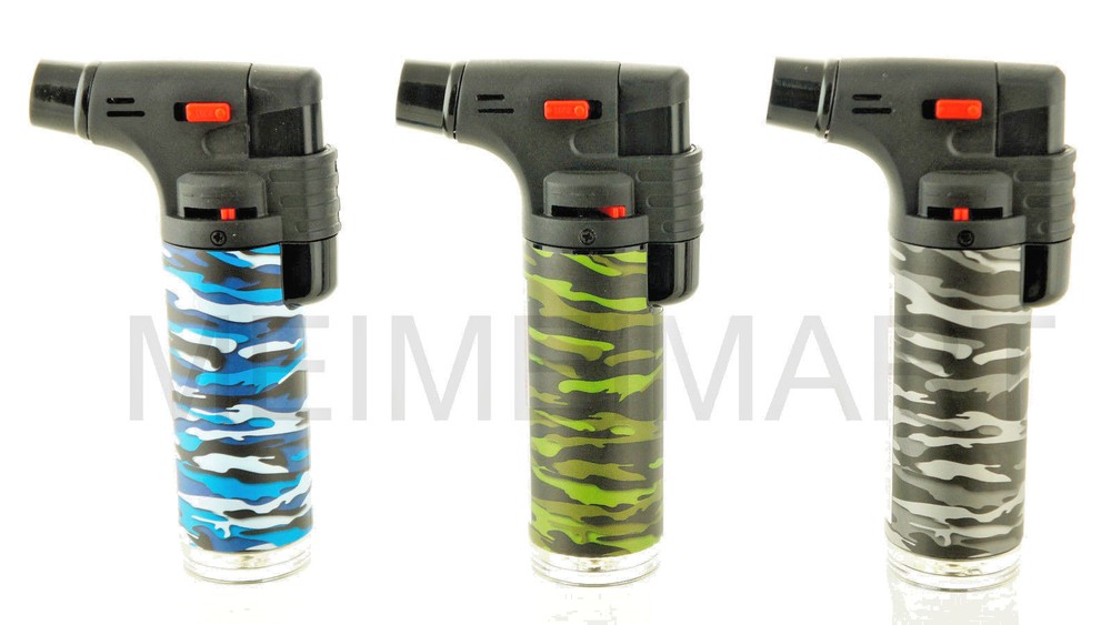 Jumbo 4" Single Jet Flame Torch Gun Lighter Refillable Lockable Windproof Camo