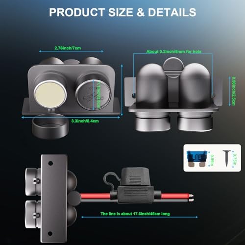 12V Car Cigarette Lighter Socket: 2 Socket Cigarette Lighter Splitter with