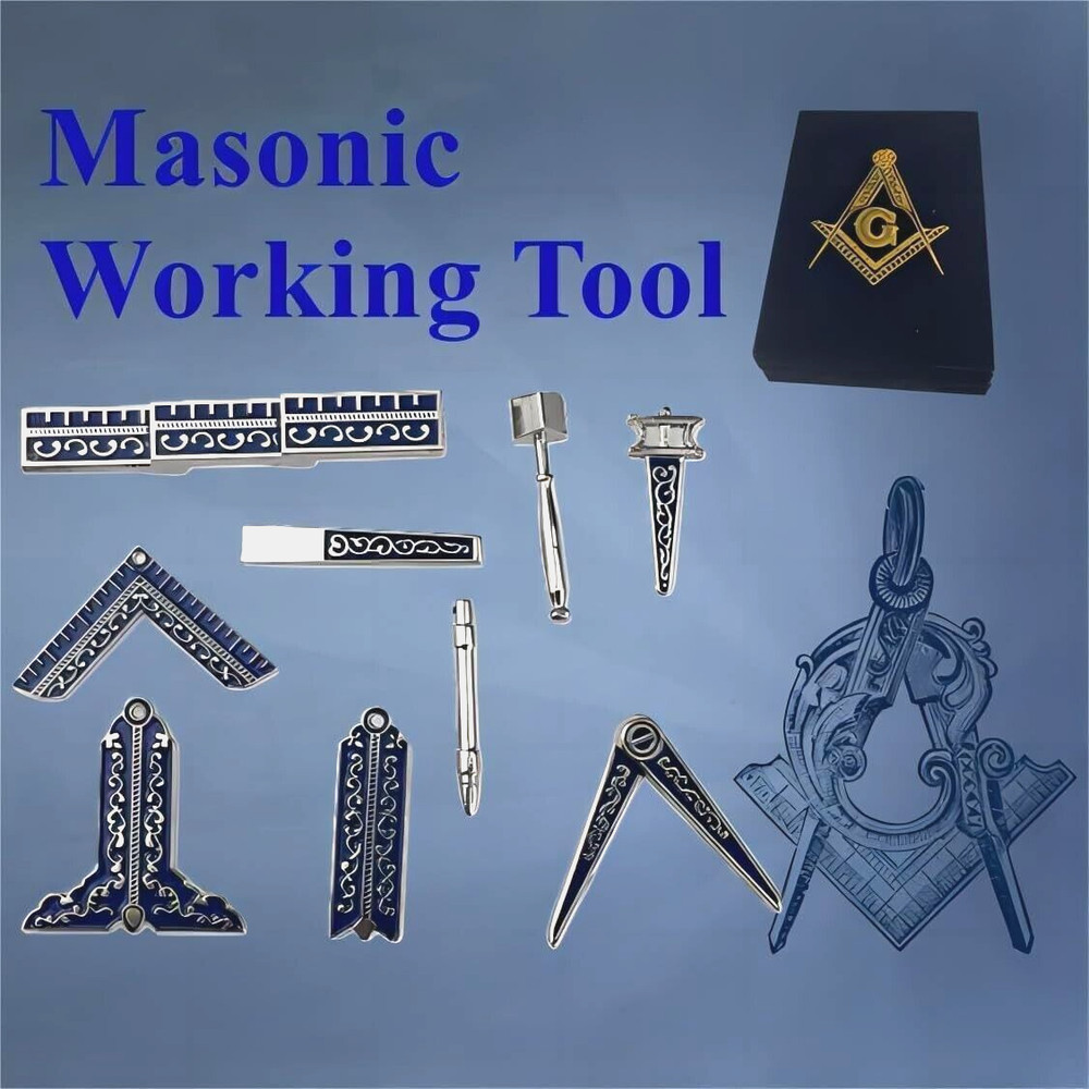 Masonic Working Tools Set Bondi Blue Freemason Tools Accessories Mini Velvet Box