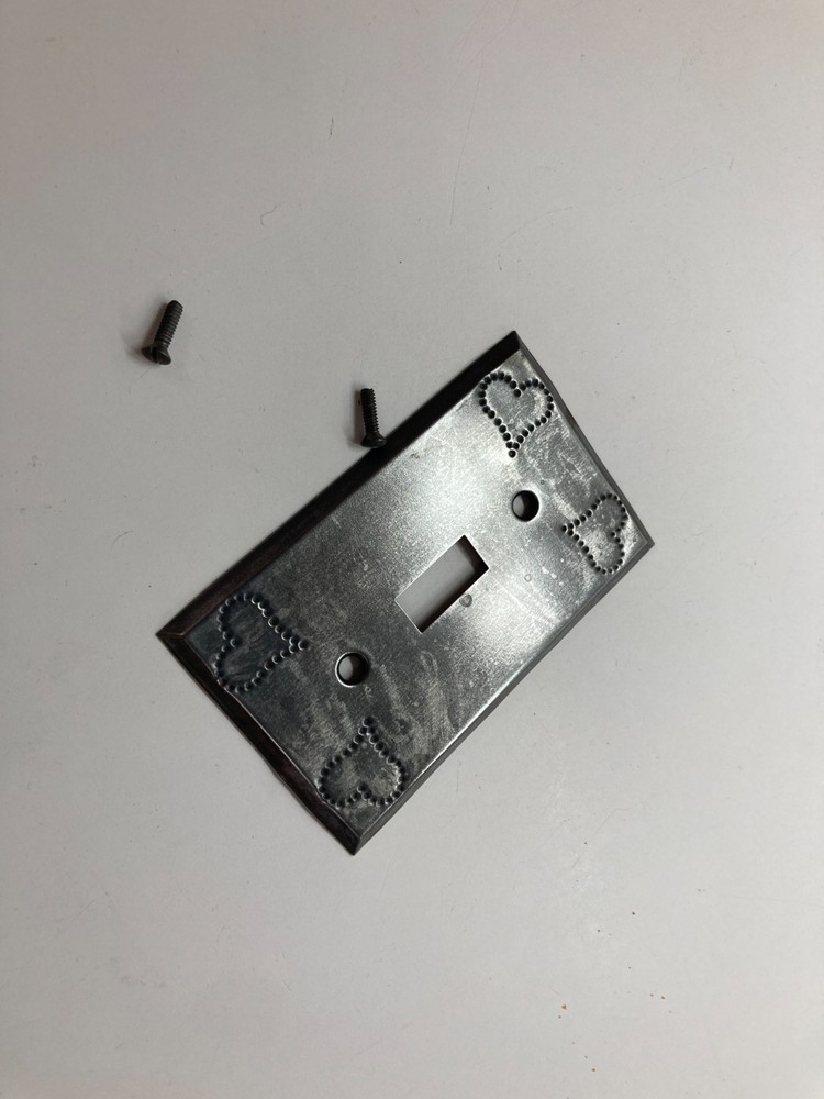 Single Light Switch Wall Plate Tin punched heart design Vintage