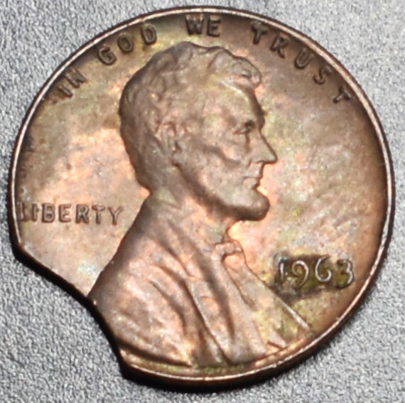 1963 ERROR - CLIPPED EDGE PENNY 45